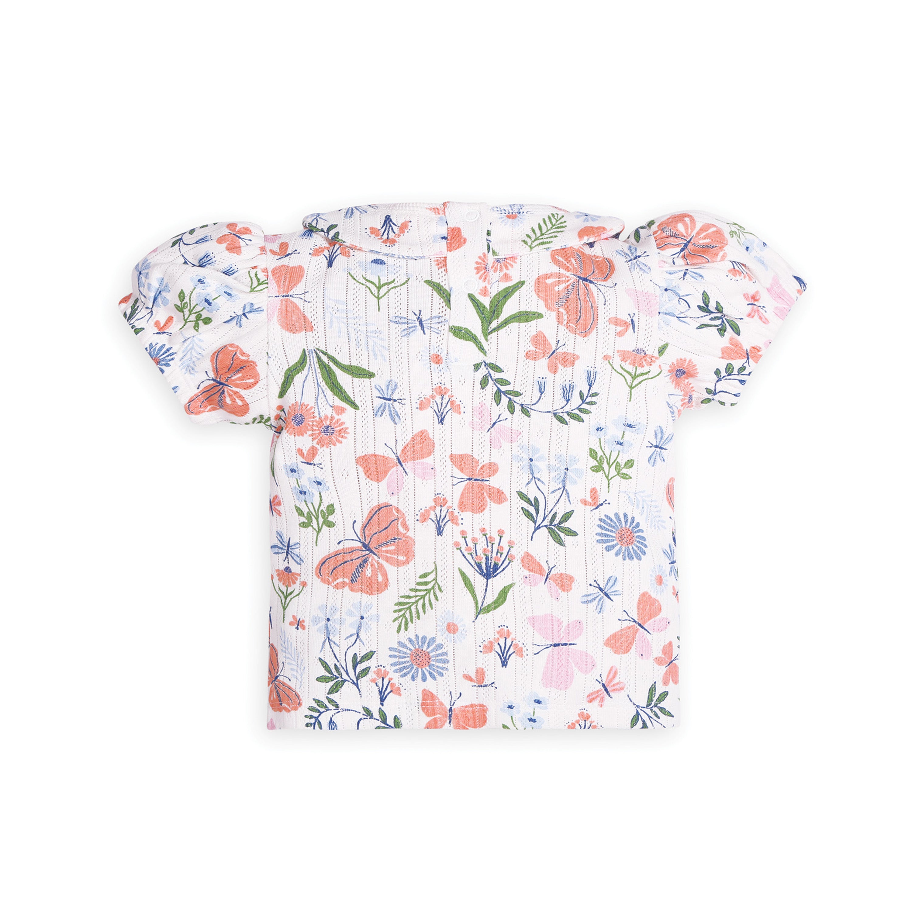 My Milestones Bio-Wash 100% Cotton Short Sleeves Enchanted Flora Print Pointelle Knit Tee & Leggings - Off White