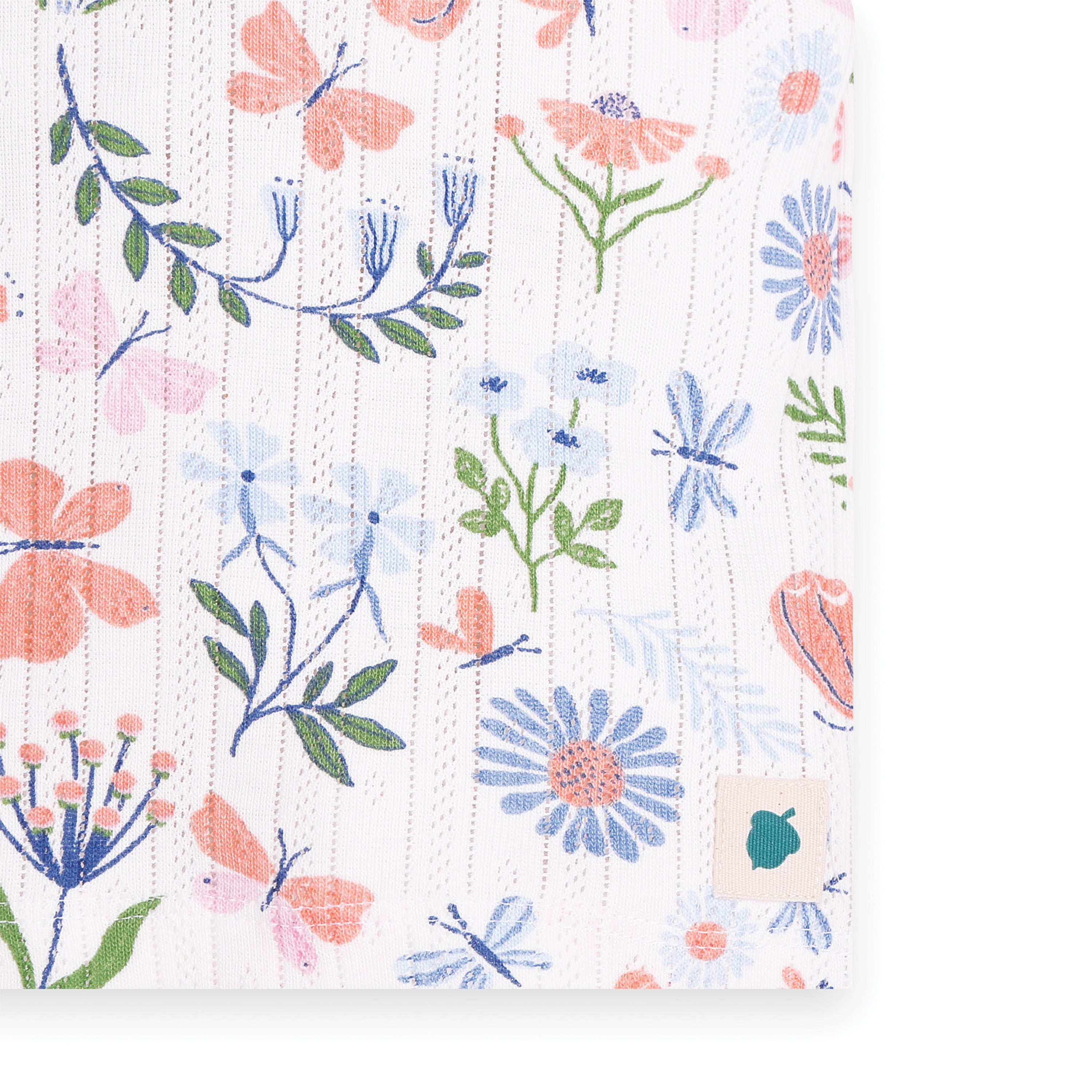 My Milestones Bio-Wash 100% Cotton Short Sleeves Enchanted Flora Print Pointelle Knit Tee & Leggings - Off White