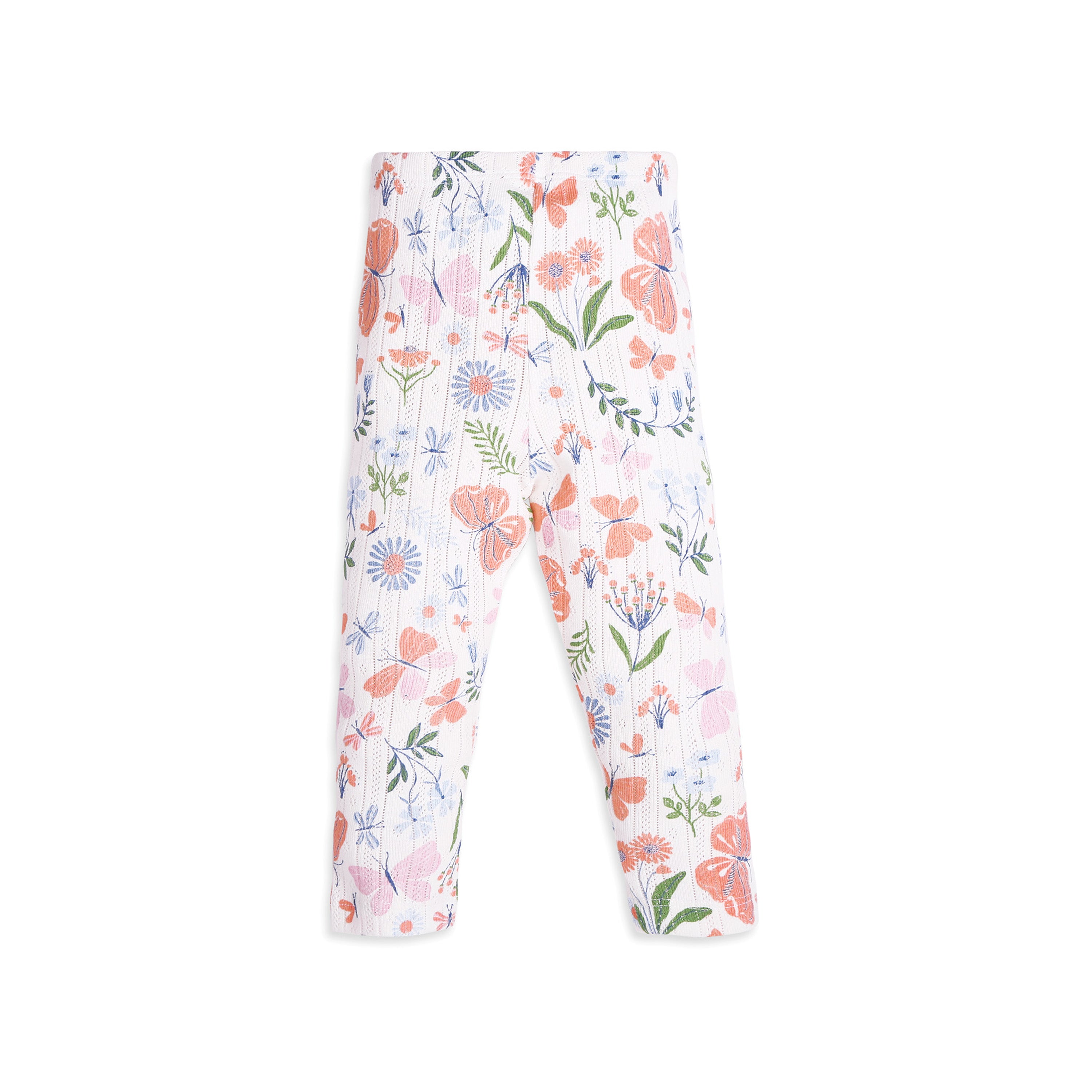 My Milestones Bio-Wash 100% Cotton Short Sleeves Enchanted Flora Print Pointelle Knit Tee & Leggings - Off White