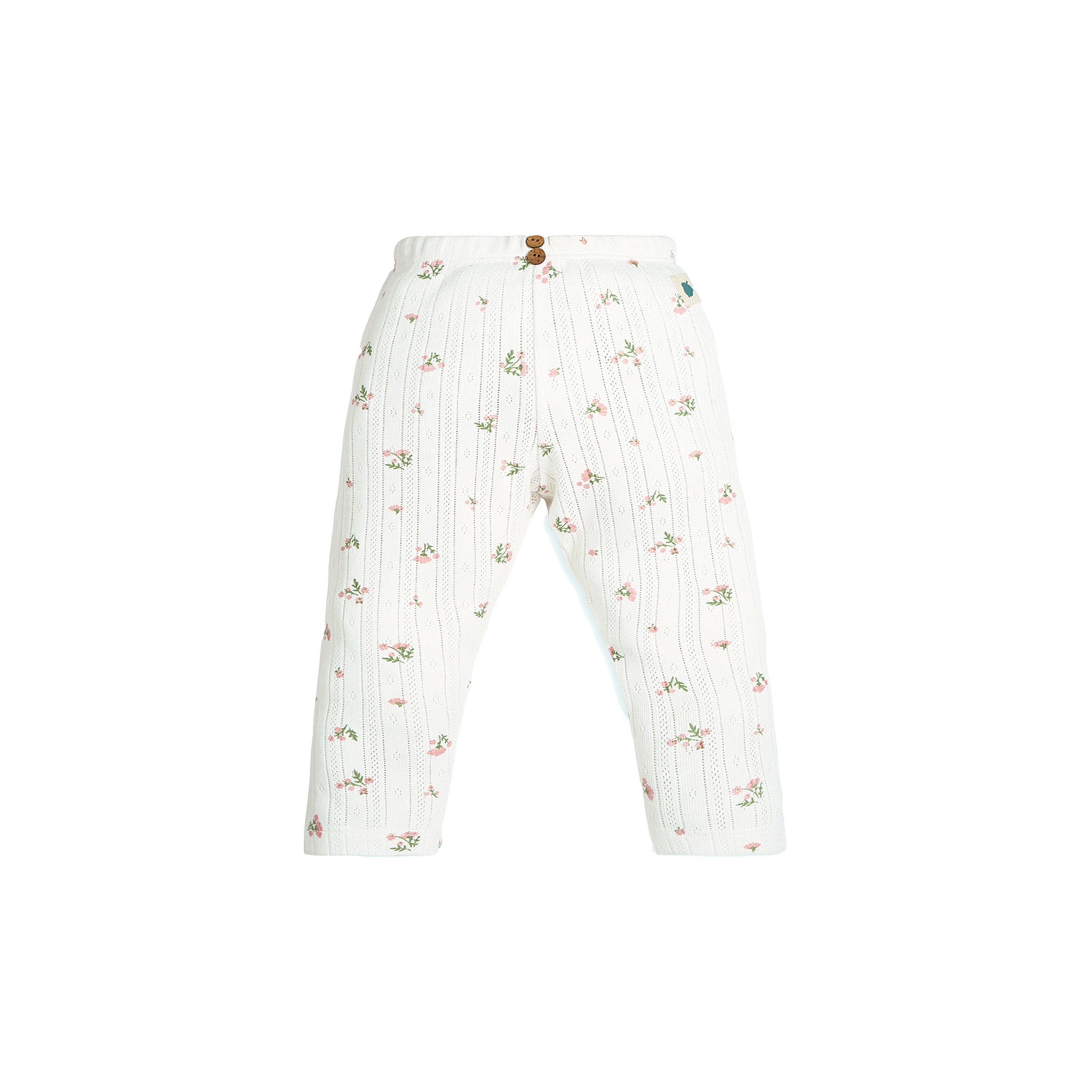 My Milestones Bio-Wash 100% Cotton Short Sleeves Petite Petal Print Pointelle Knit Tee & Legging Set - Pink