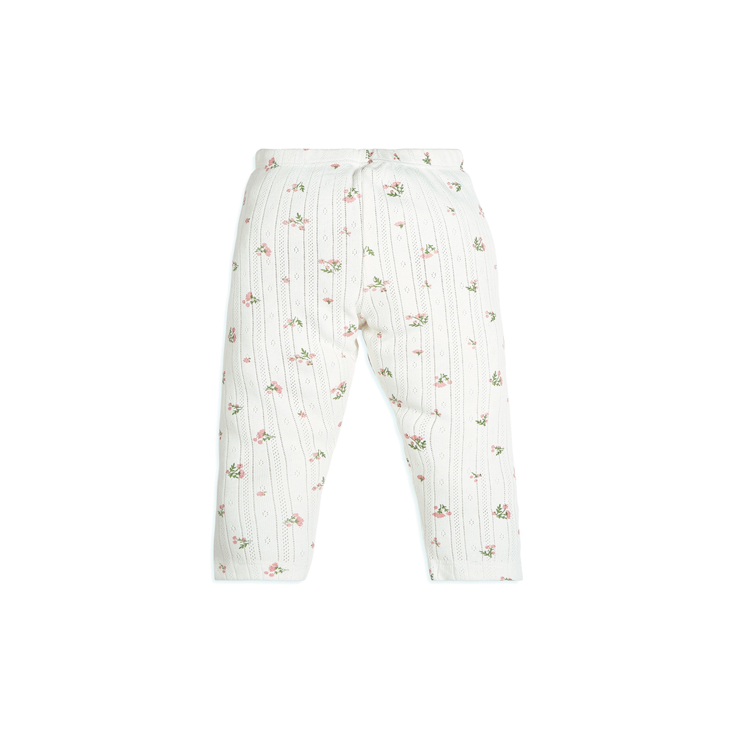 My Milestones Bio-Wash 100% Cotton Short Sleeves Petite Petal Print Pointelle Knit Tee & Legging Set - Pink