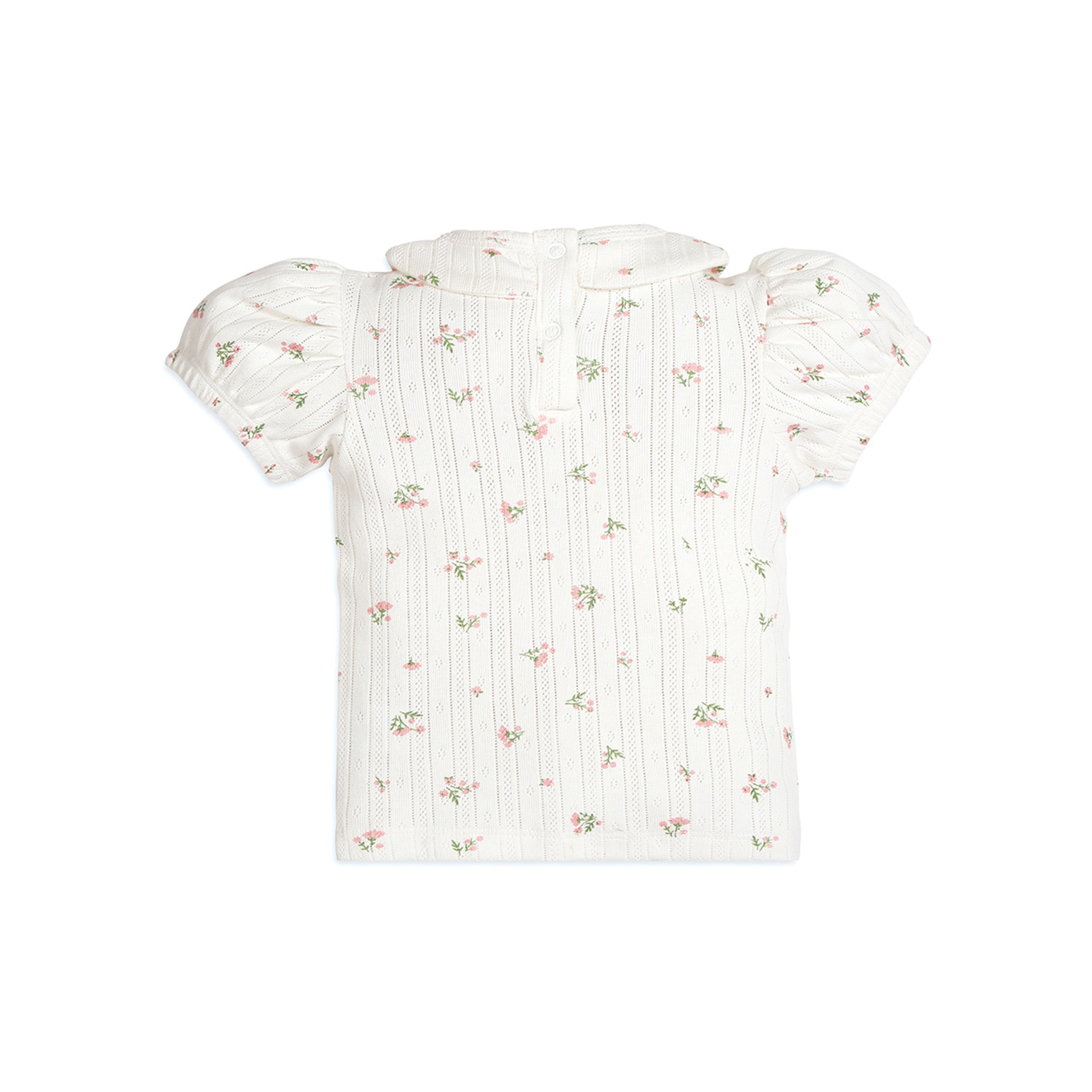 My Milestones Bio-Wash 100% Cotton Short Sleeves Petite Petal Print Pointelle Knit Tee & Legging Set - Pink