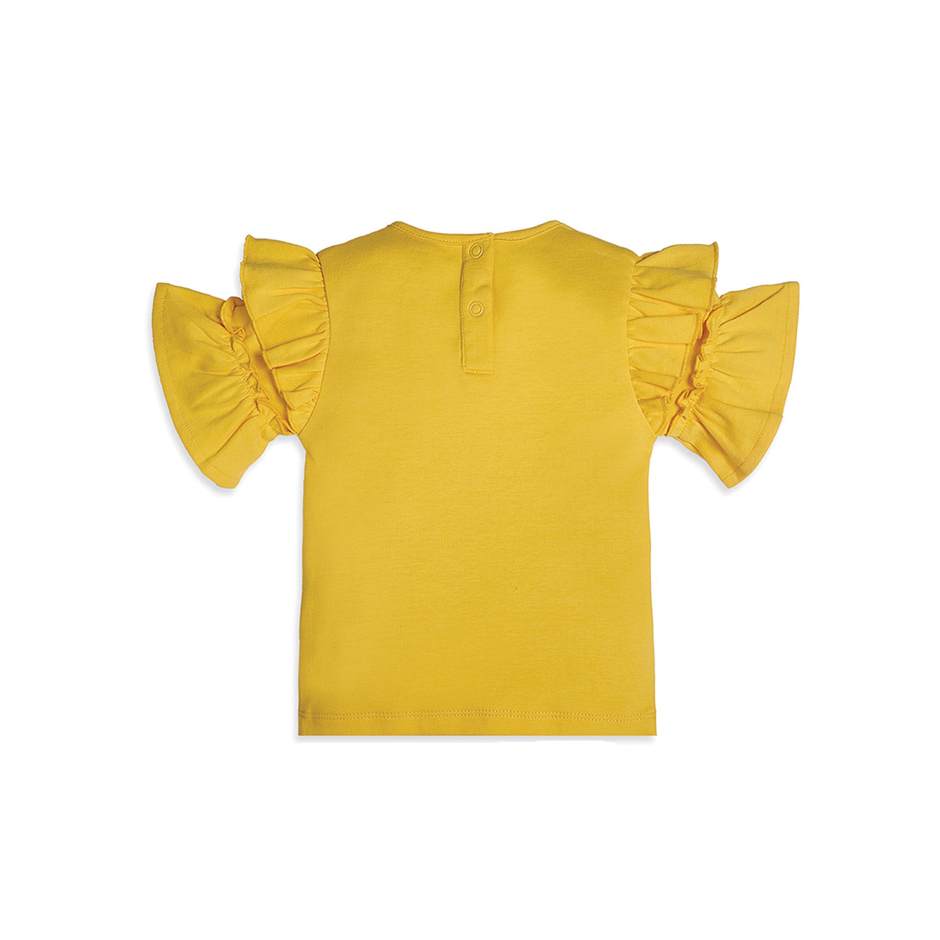 My Milestones Bio-Wash 100% Cotton Daffodil Ruffle Tee Jogger Co-ord Set - Yellow & Vanilla Ice