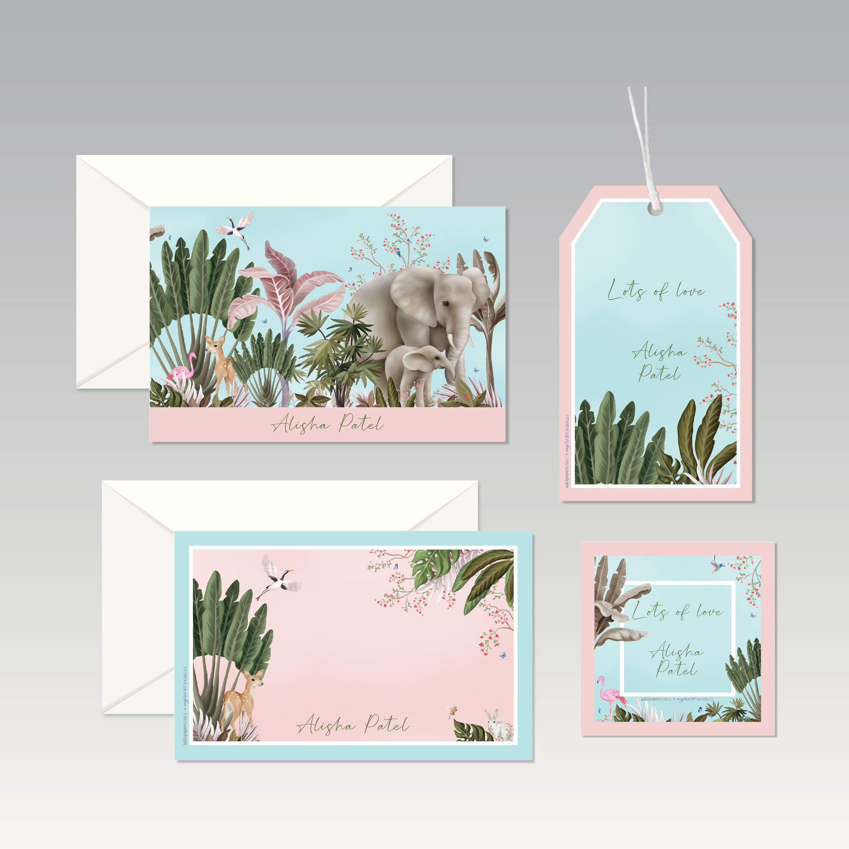 Personalised Stationery Gift Set - Set of 24 or 48 <br> WallPaperScissor x My Baby Babbles Exclusive