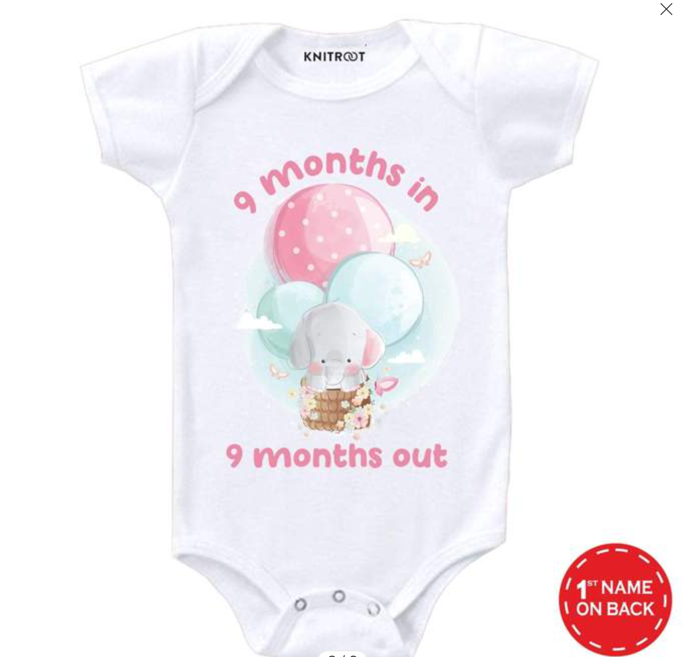 9 Month Elephant Theme Onesie