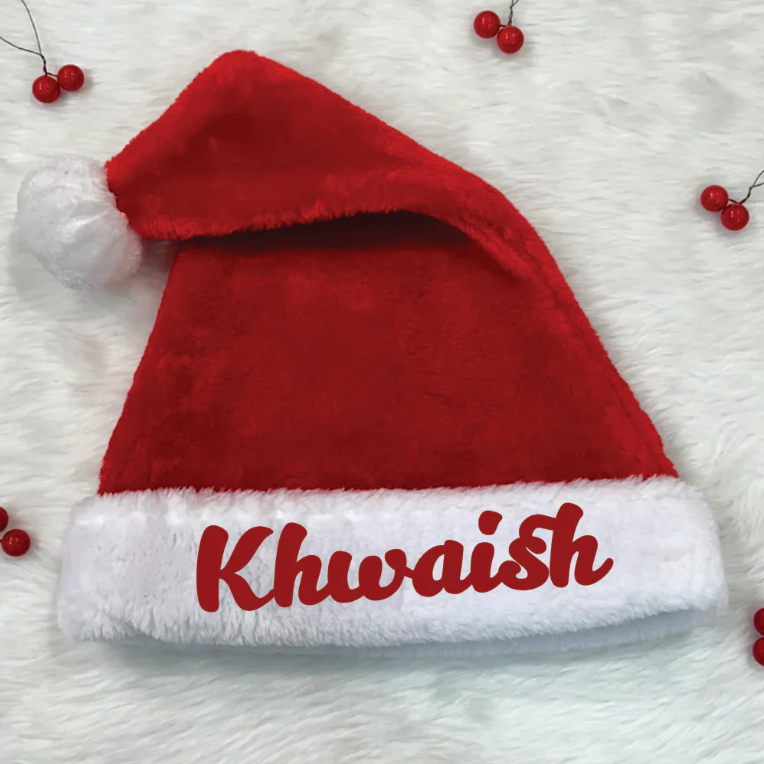 Personalised Thick Plush Santa Hat (Adults)