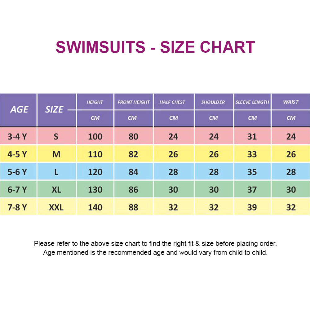 Full Length Dive Navy Mermaid Color Block Printed Kids Swimwear In Upf 50+ Fabric