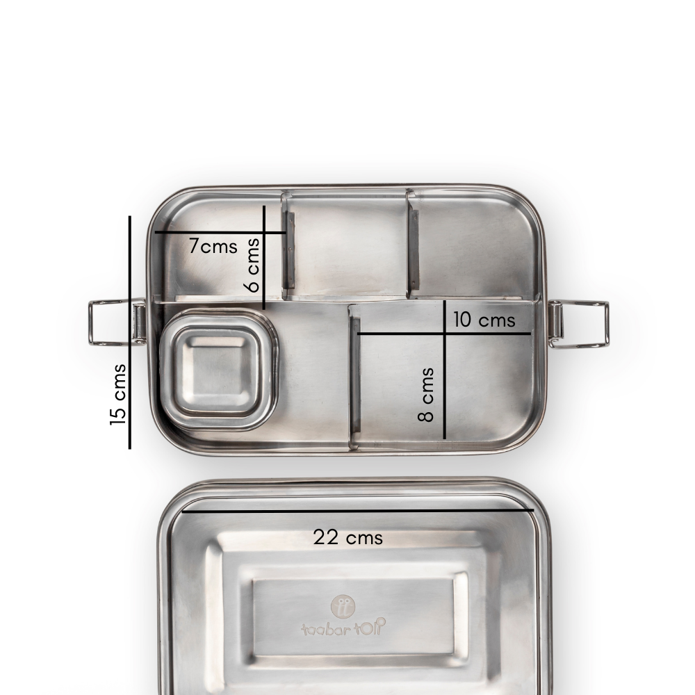 Stainless Steel 5 Section Bento Lunch Box With Dip Container