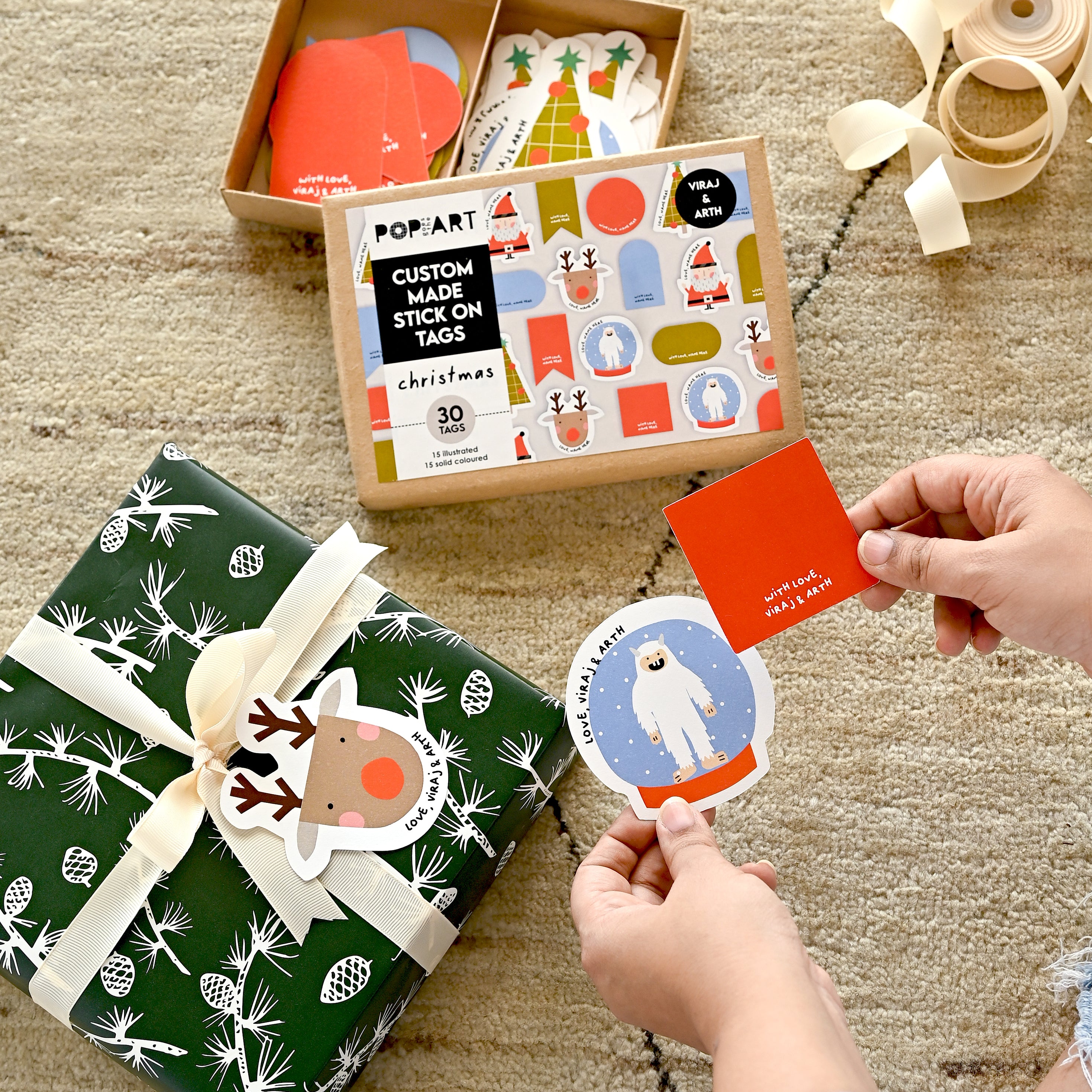 Stick On Tags - Christmas, Pack of 30