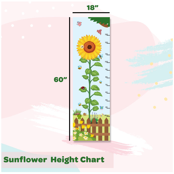 Sunflower Height Chart Wall Stickers For Kids