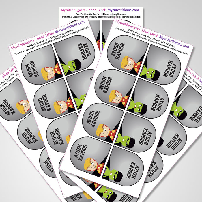 Shoe Labels Pack - Superhero- 12 Pairs