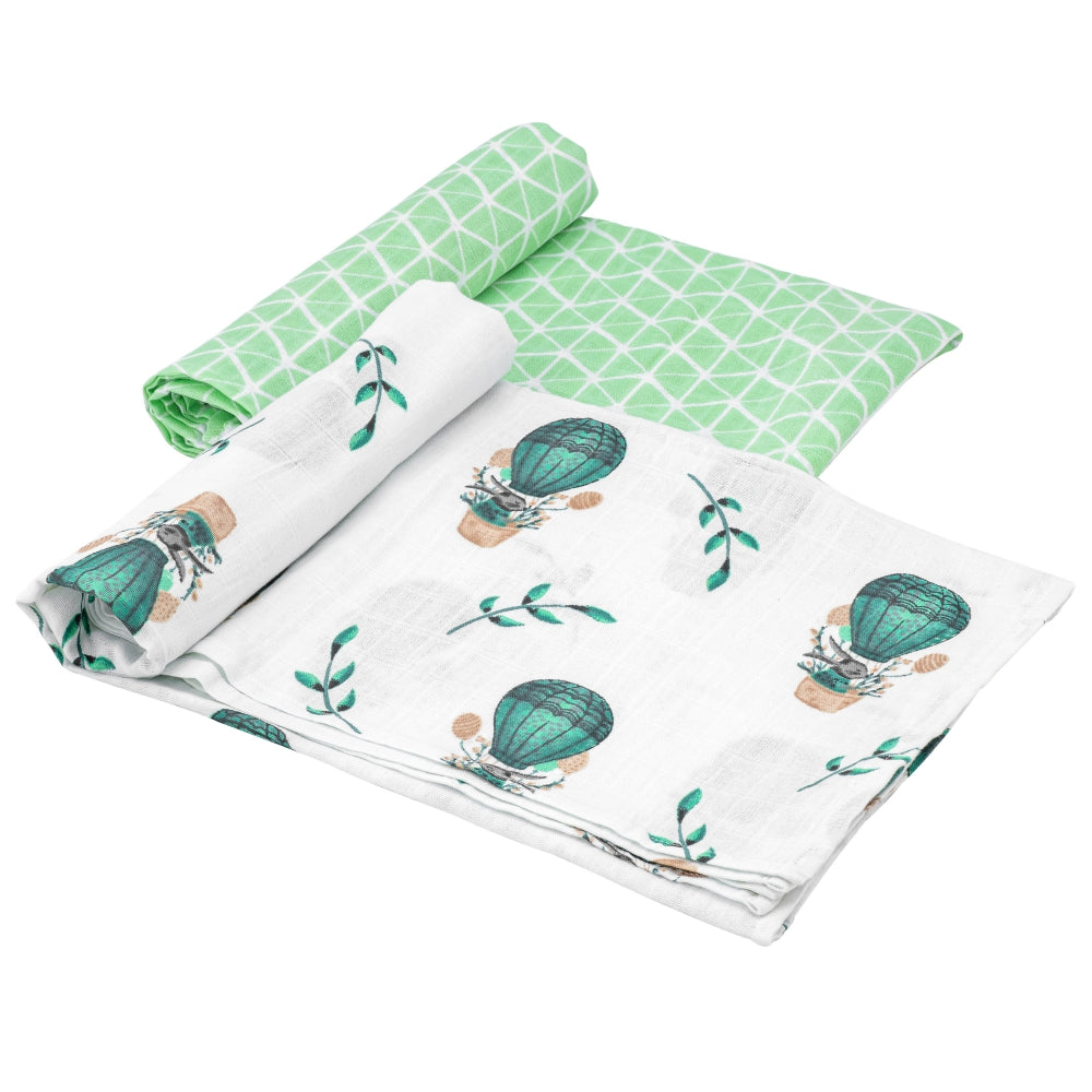 Theoni 100% organic cotton muslin swaddles(Set of 2) - Cappadocia Dreams Green