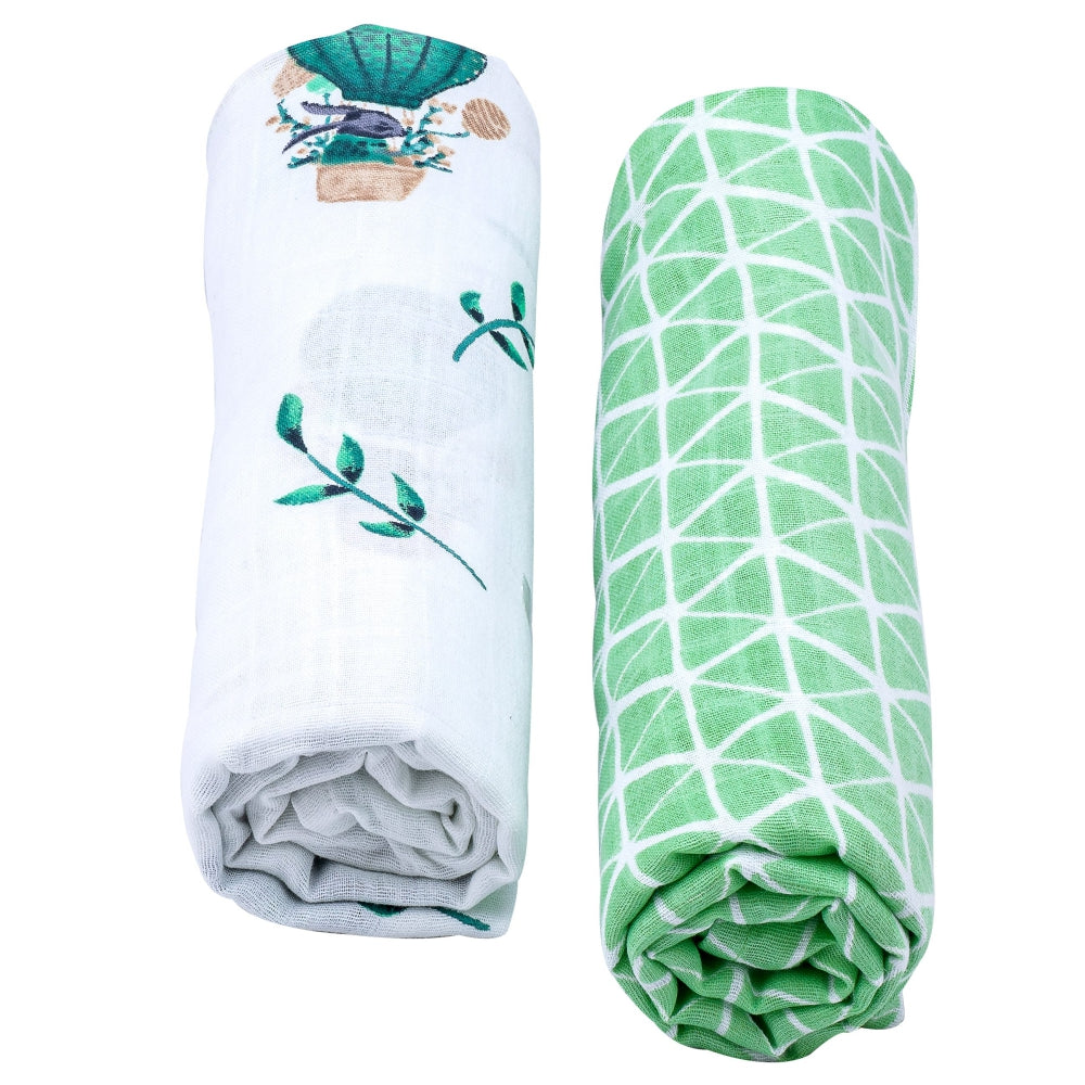 Theoni 100% organic cotton muslin swaddles(Set of 2) - Cappadocia Dreams Green