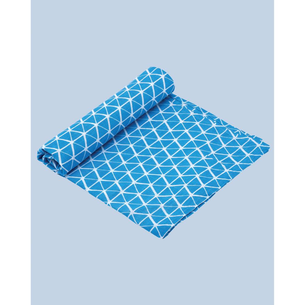 Theoni 100% organic cotton muslin swaddles - Aztec Blue