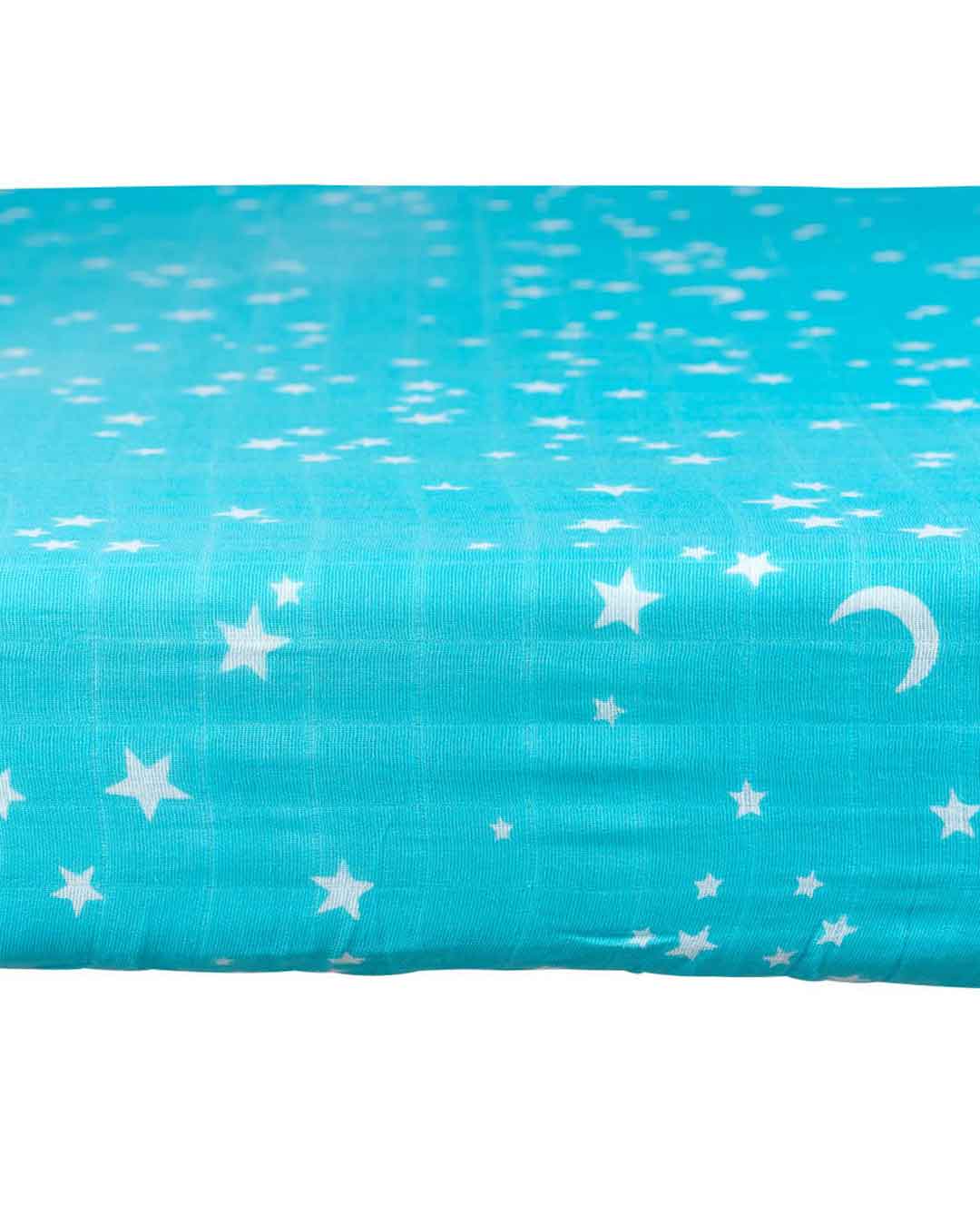 Theoni Starry Nights Fitted Crib Sheet - 100% Organic Cotton Muslin Cot Sheet, Super Soft, Breathable, Smooth, Absorbent, Twill Fabric For Infants, Newborns, Babies & Toddlers