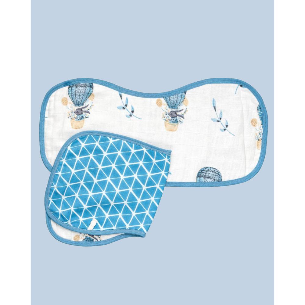 Theoni Organic Muslin 3 Layers Burpy Bib(Set of 2) - Cappadocia Dreams-Blue