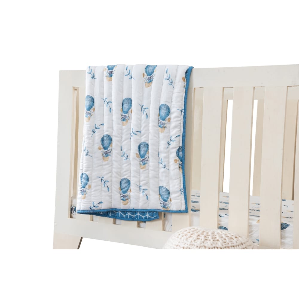 Theoni 100% Organic Cotton reversible Quilts - Cappadocia Dreams Blue