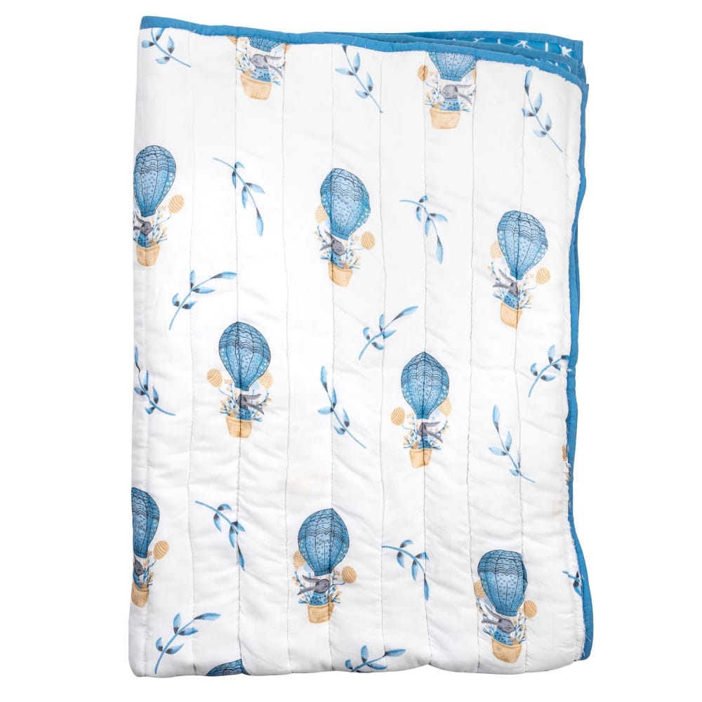 Theoni 100% Organic Cotton reversible Quilts - Cappadocia Dreams Blue