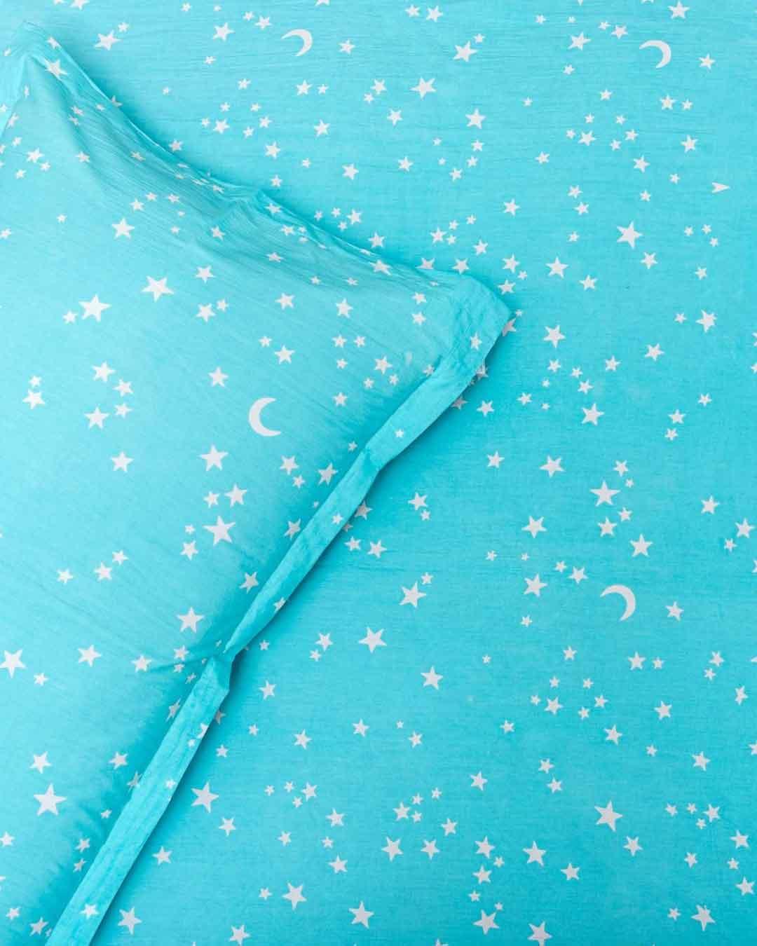 100% Organic Cotton 220-Thread Counts Flat Single Bedsheets - Starry Nights