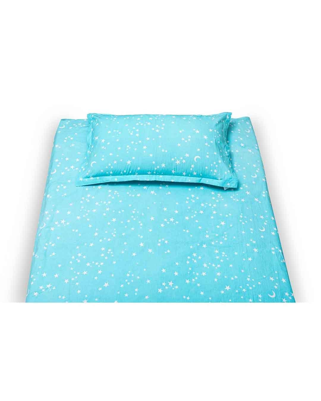 100% Organic Cotton 220-Thread Counts Flat Single Bedsheets - Starry Nights