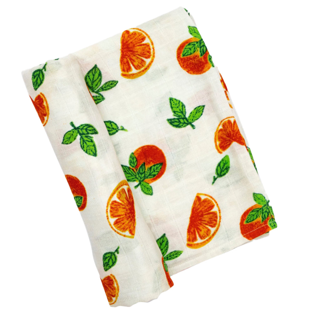 Theoni 100% organic cotton muslin swaddle-Orange Blossoms