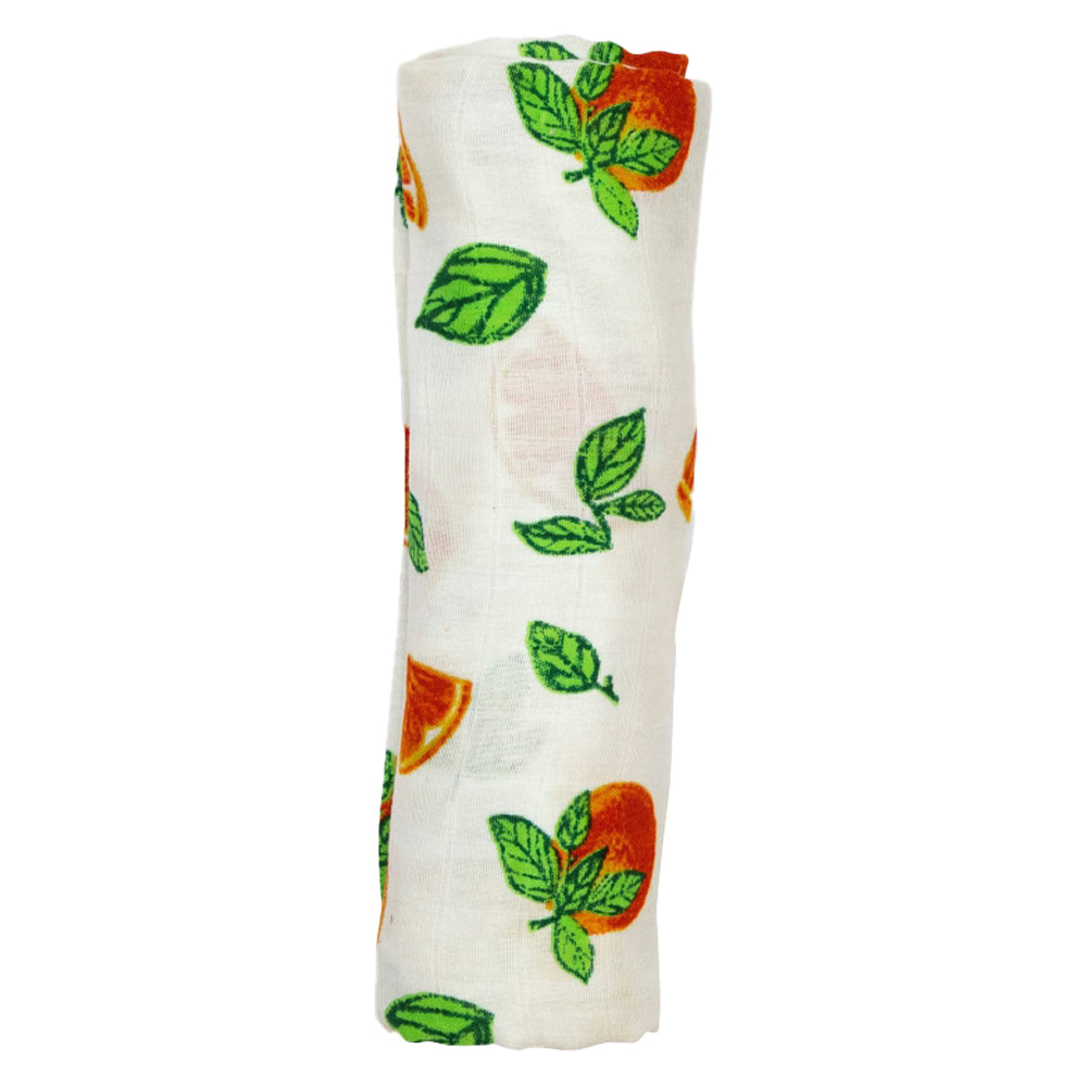 Theoni 100% organic cotton muslin swaddle-Orange Blossoms