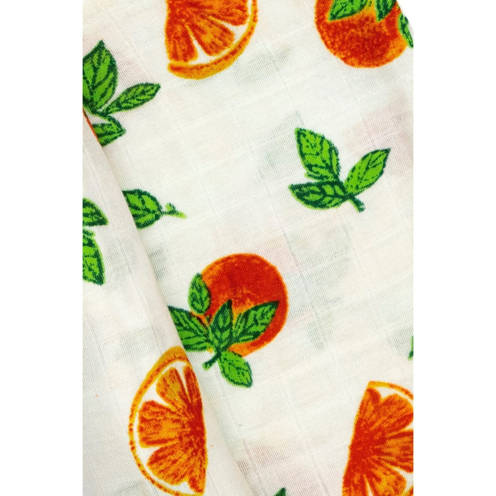 Theoni 100% organic cotton muslin swaddle-Orange Blossoms