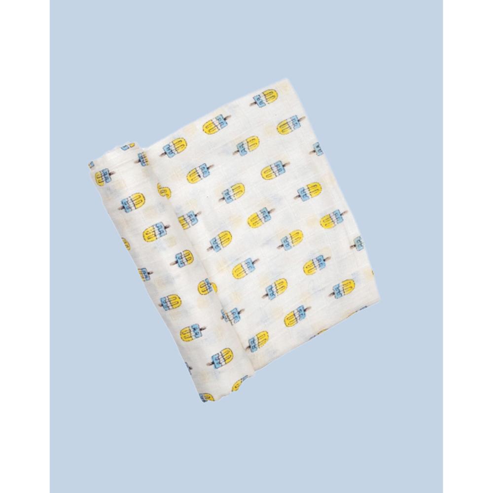Theoni 100% organic cotton muslin swaddle-Popsicle Fun Blue