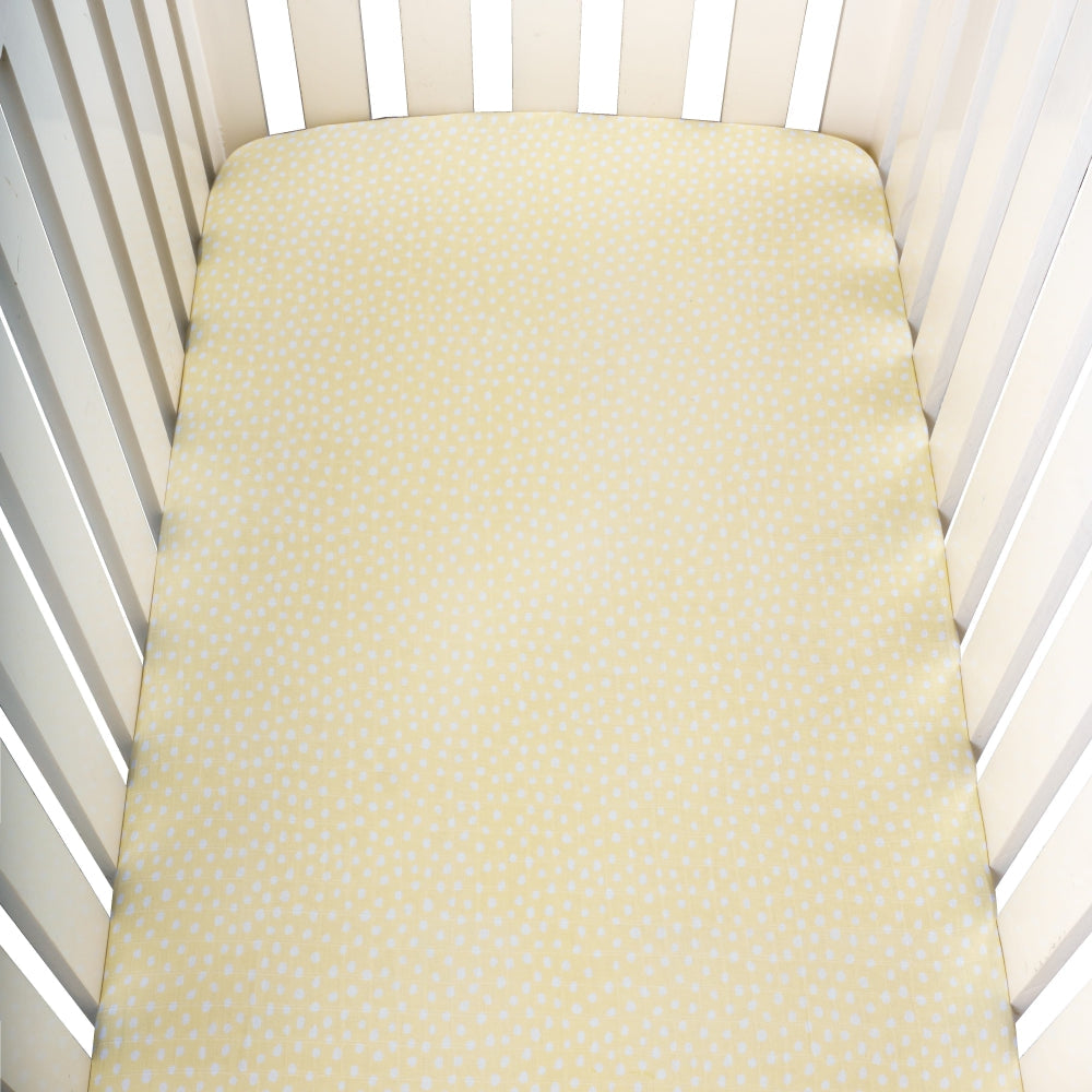 Theoni Sunflower Polka Fitted Crib Sheet 100% Organic Cotton