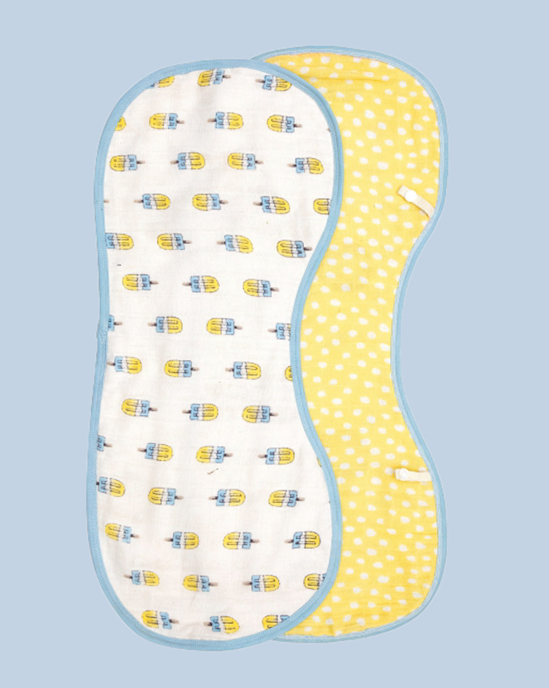 Theoni Organic Muslin 3 Layers Burpy Bib(Set of 2) - Popsicle Fun Blue