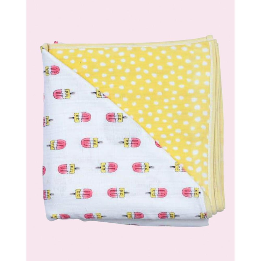 Theoni 100% Organic muslin reversible Snuggle Blankets-Popsicle Fun Pink