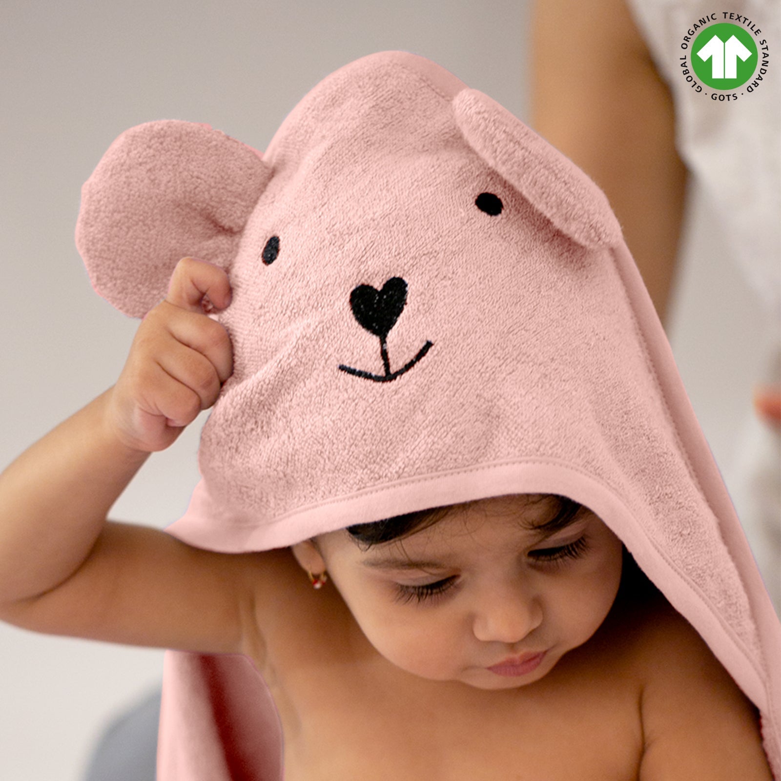 Theoni Bamboo Hooded Baby Towel - Peach