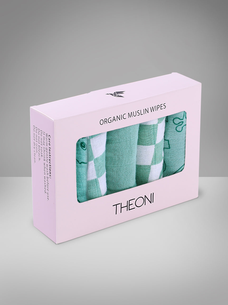 Theoni 100% Cotton Muslin Washcloths - Teal blue Baby napkins / wipes