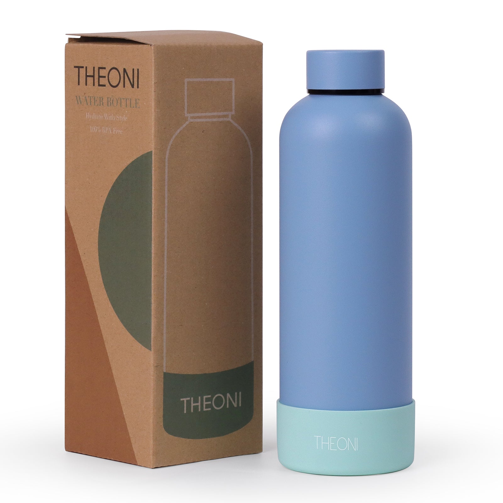 Theoni stainless Steel Double Walled Insulated Thermos Flask / Insulated Water Bottle| 24 Hours Hot & Cold |Leak Proof| Easy to Carry School And Travel Bottle - Weekday Blues & Playful Purple (Set of 2) (500ml)