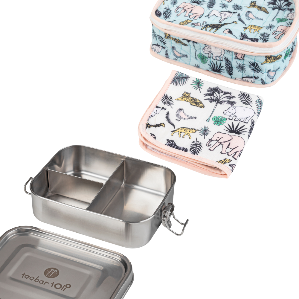 Stainless Steel Bento Lunch Box With Cover And Napkin