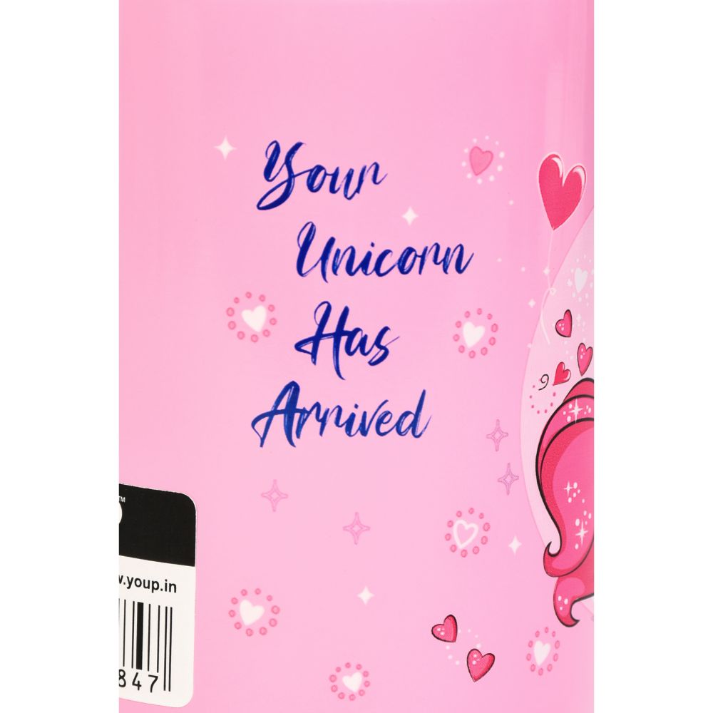 Youp Stainless Steel Pink Color Unicorn Your Unicorn Has Arrived Kids Insulated Mug With Cap Sorso-Ucm - 320 Ml