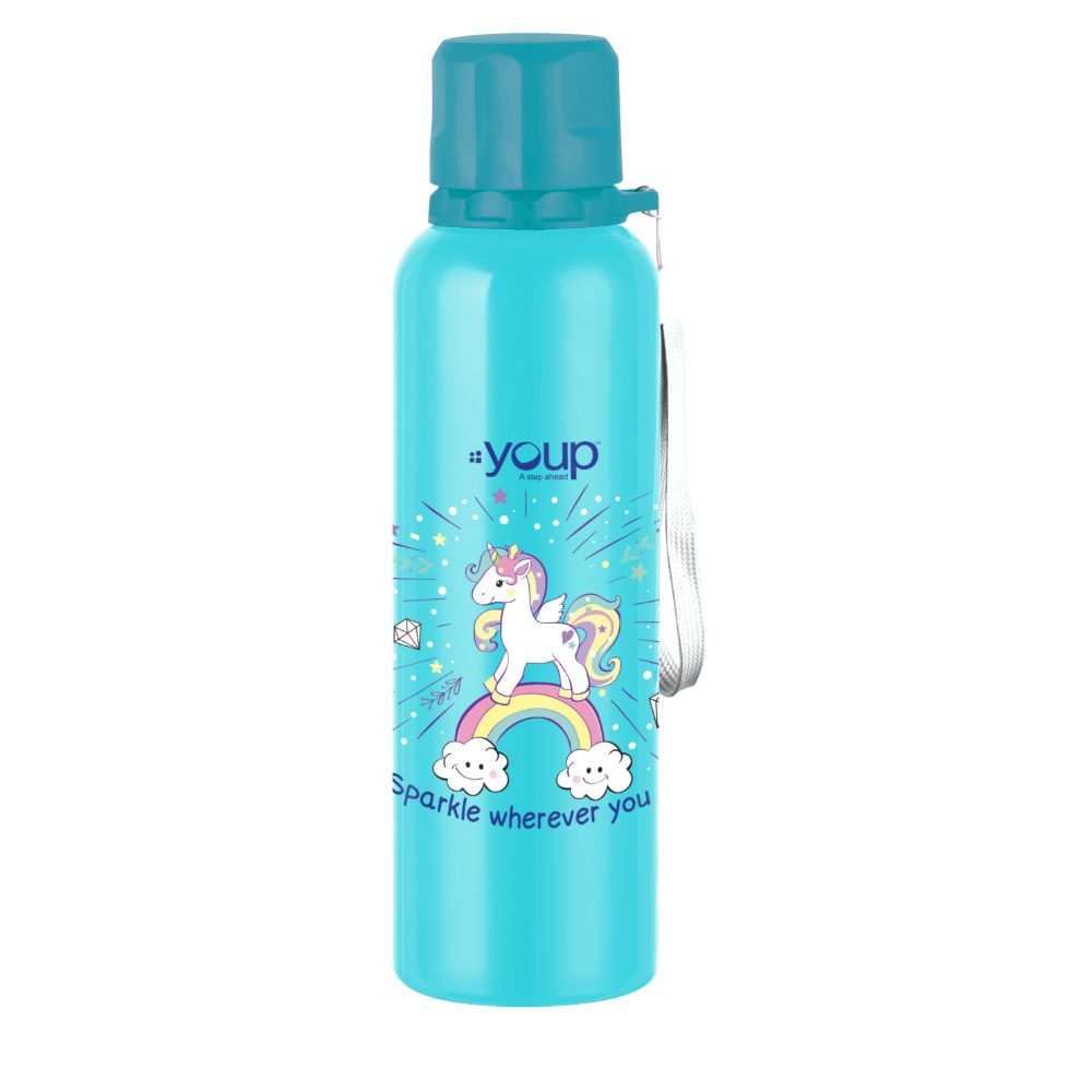 Youp Stainless Steel Blue Color Unicorn Kids Water Bottle Ocean - 750 Ml