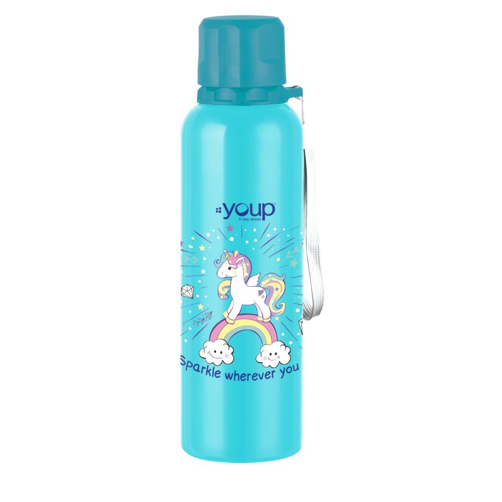 Youp Stainless Steel Blue Color Unicorn Kids Water Bottle Ocean  - 750 Ml