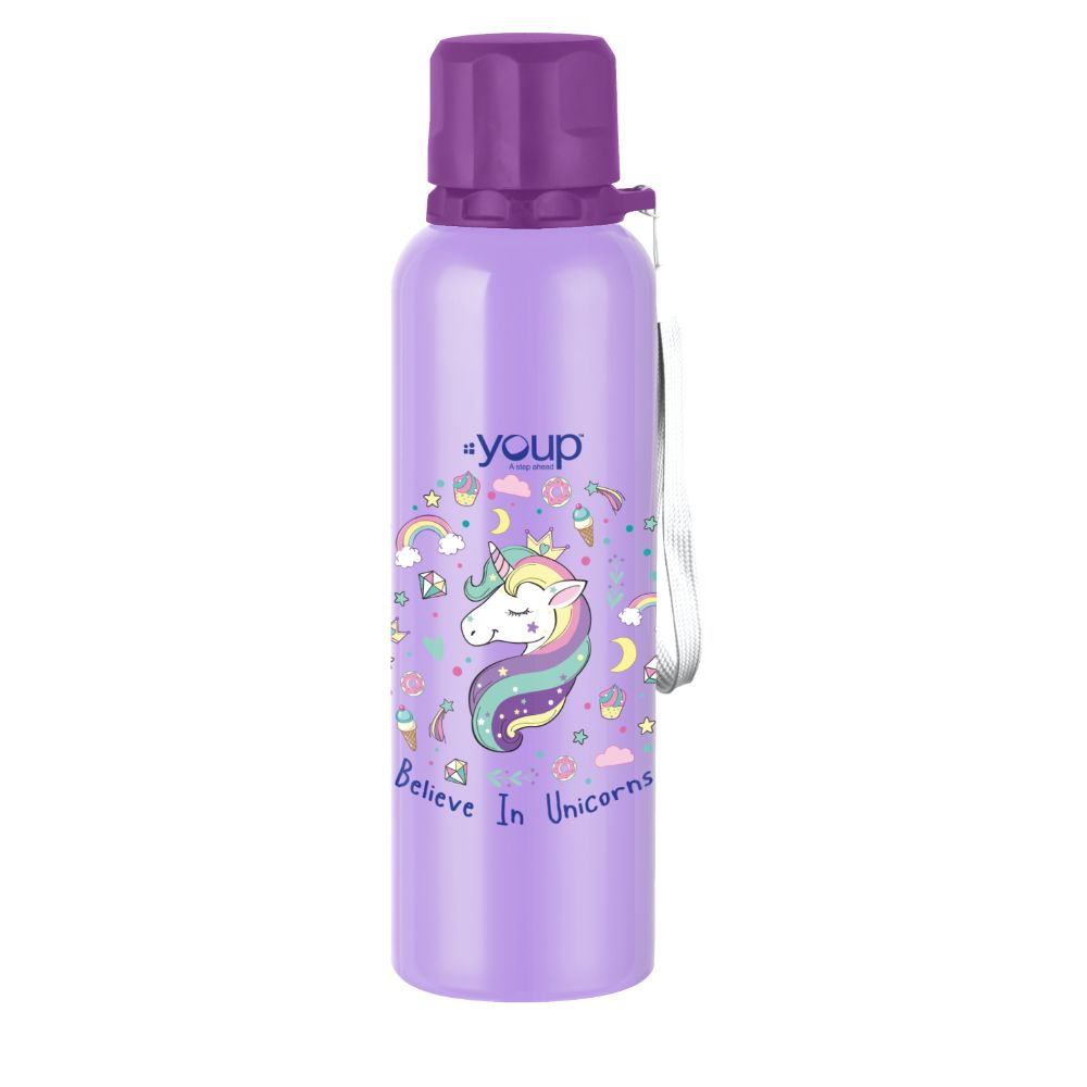 Youp Stainless Steel Purple Color Unicorn Kids Water Bottle Ocean- 750 Ml