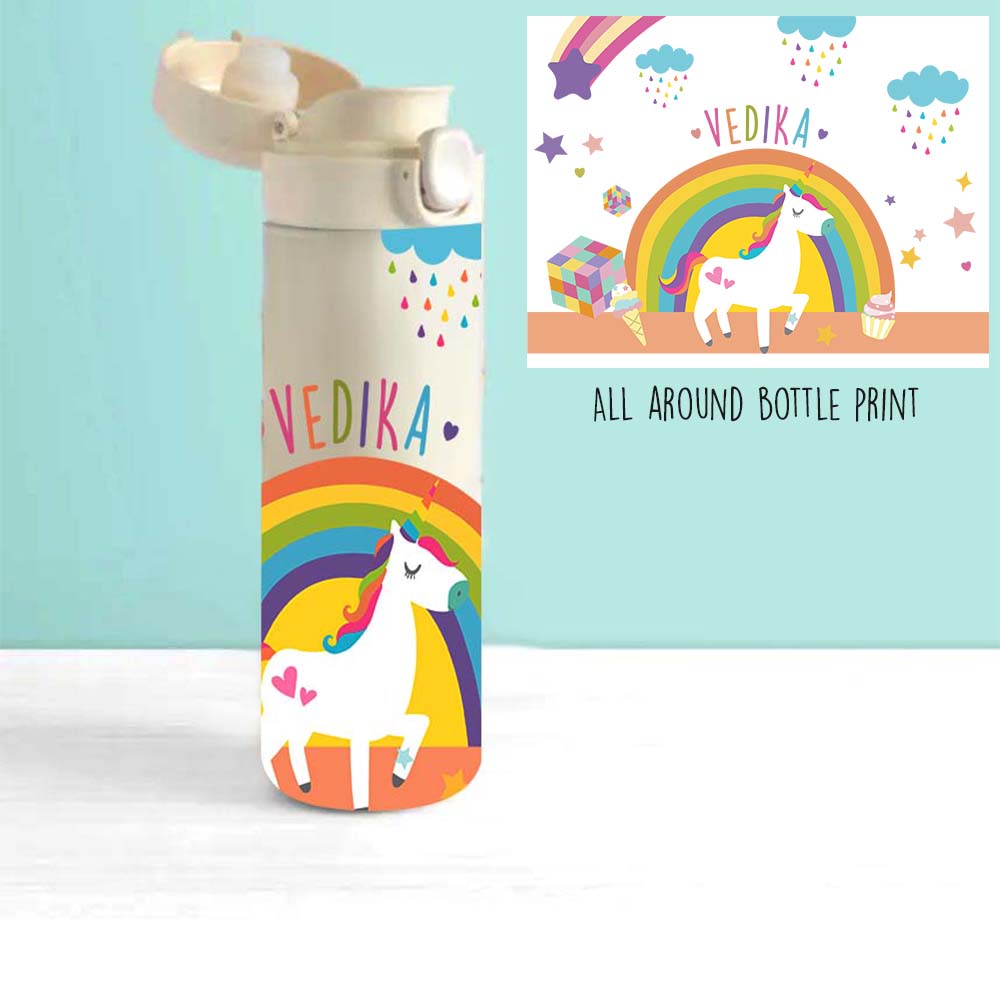 Insulated Water Bottle - Unicorn & Rainbow