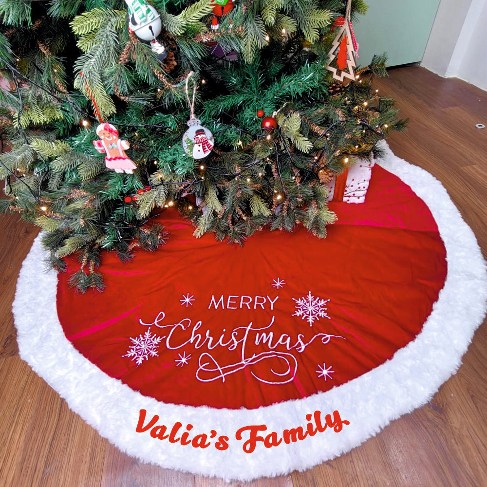 Personalised 48" Tree Skirt – Elegant Velvet Fur