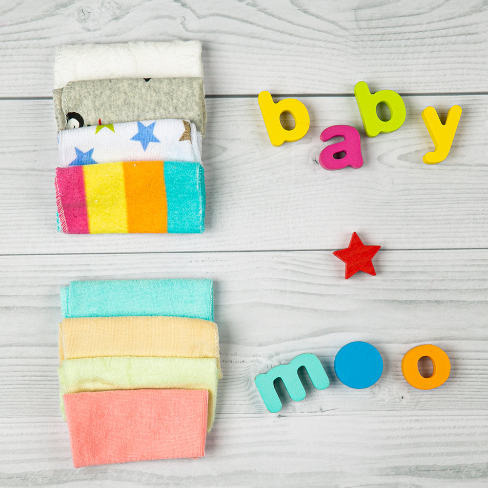 Baby Moo Printed (2426) Multicolour 8 Pk Wash Cloth