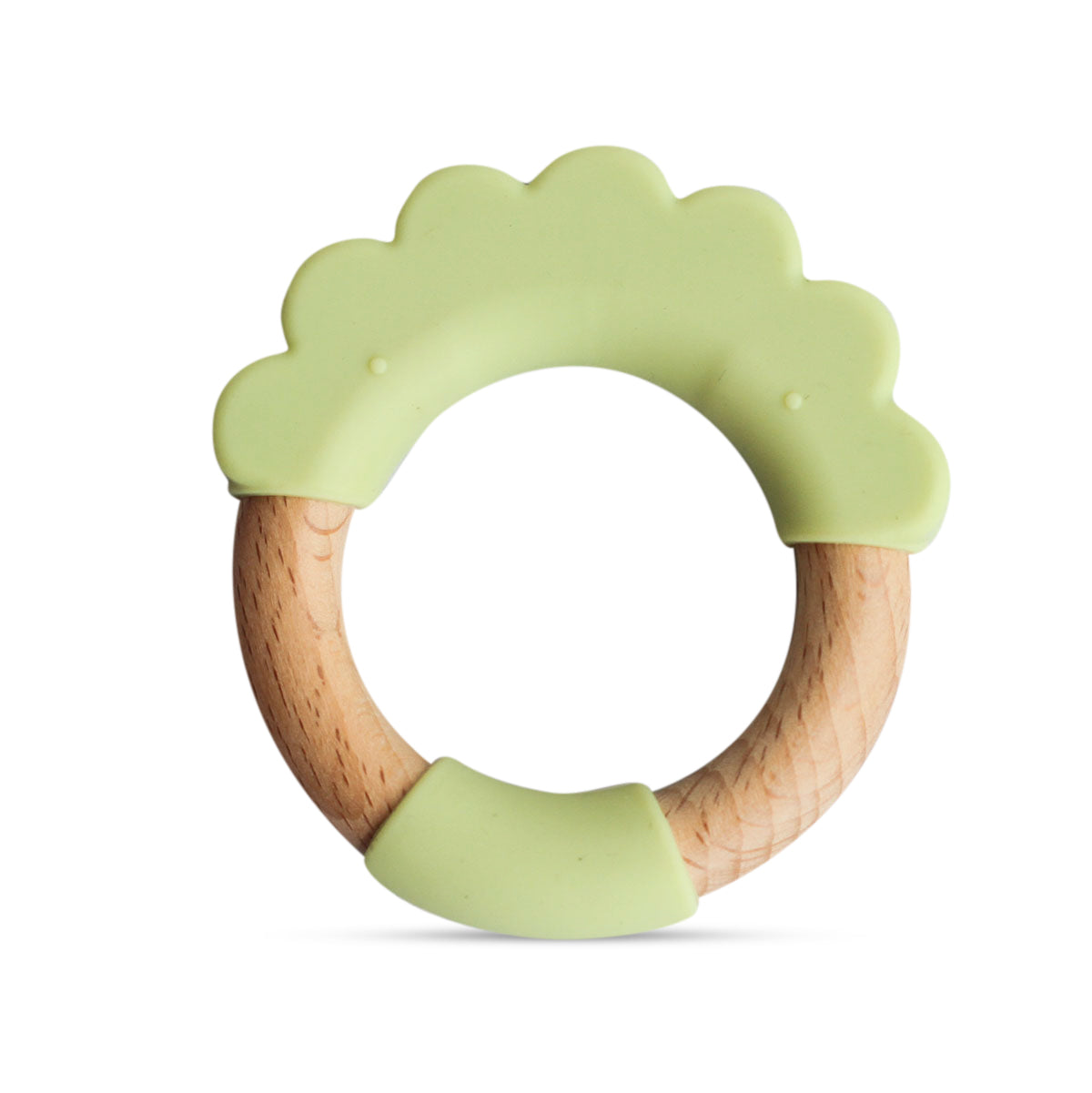Wood + Silicone Teether Ring - Green