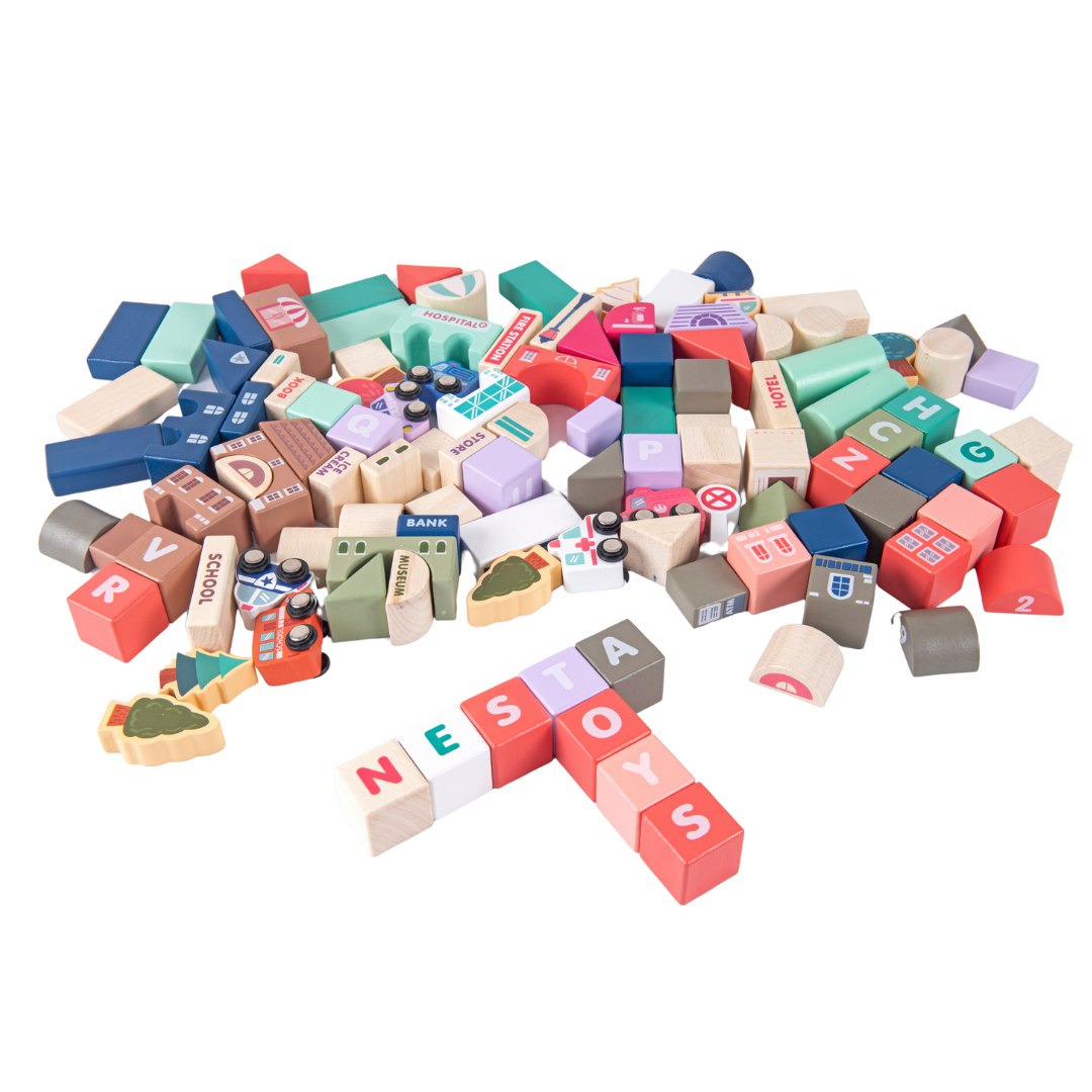 115 Pieces Wooden City Building Blocks | Stacking Educational Toys |Building Toys for Creative Play