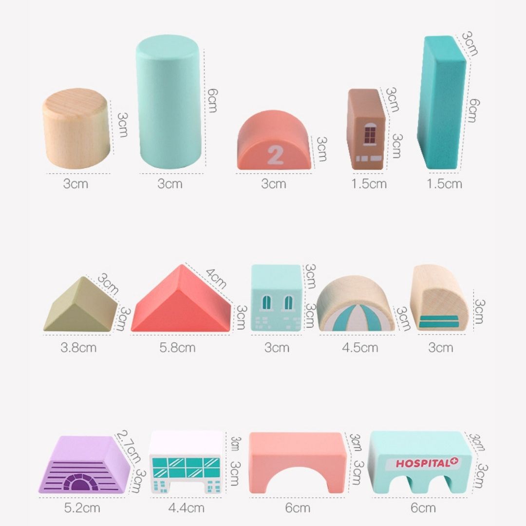 115 Pieces Wooden City Building Blocks | Stacking Educational Toys |Building Toys for Creative Play