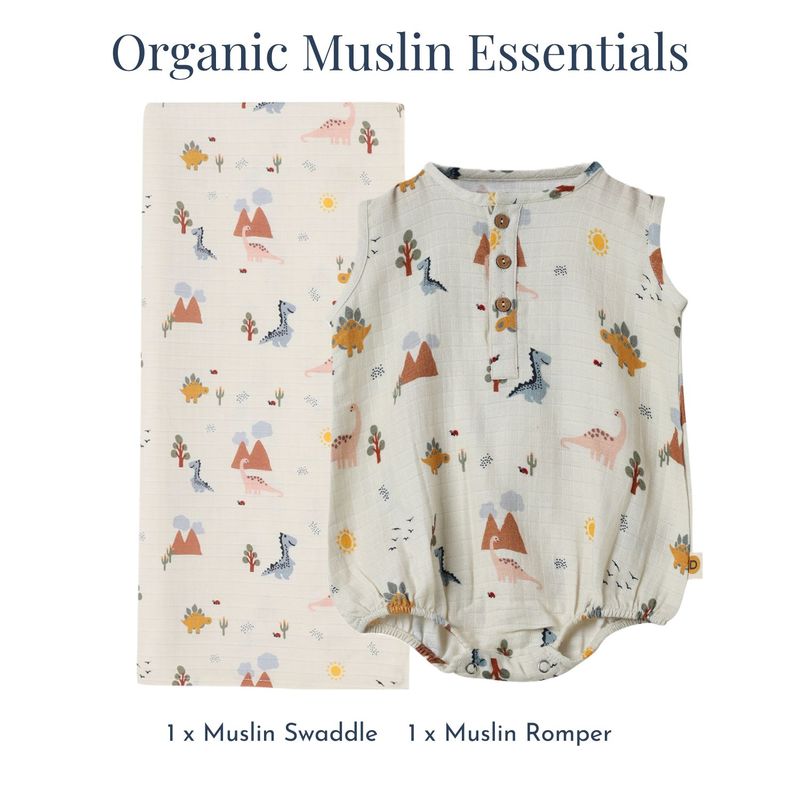 Organic Muslin Essentials (Set of 2) - 1 Swaddle + 1 Romper