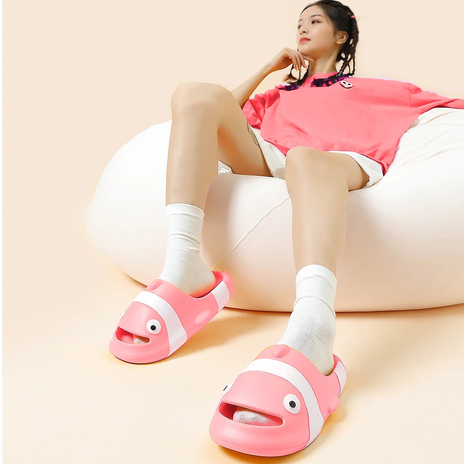 Baby Moo Nemo Waterproof Soft Slippers Anti-Skid Sliders - Pink - Baby Moo
