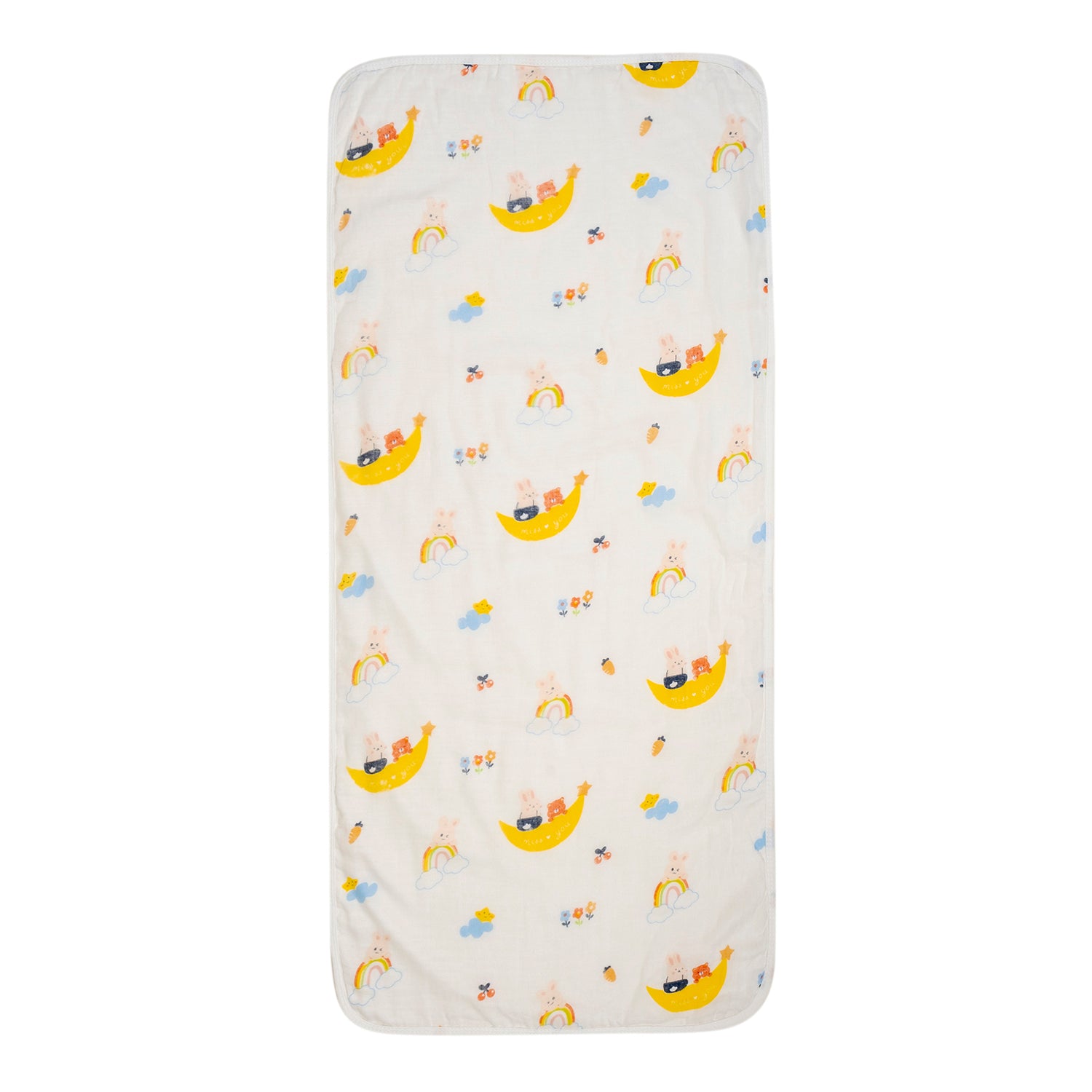 Baby Moo Cloudy Rainbow 100% Cotton Ultra Soft Eco Friendly Absorbent Towel - White