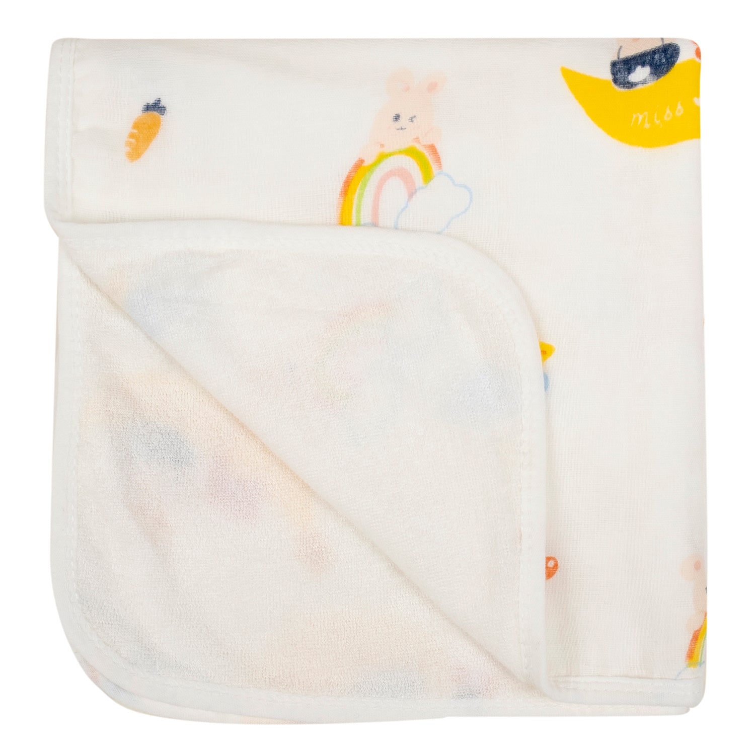 Baby Moo Cloudy Rainbow 100% Cotton Ultra Soft Eco Friendly Absorbent Towel - White