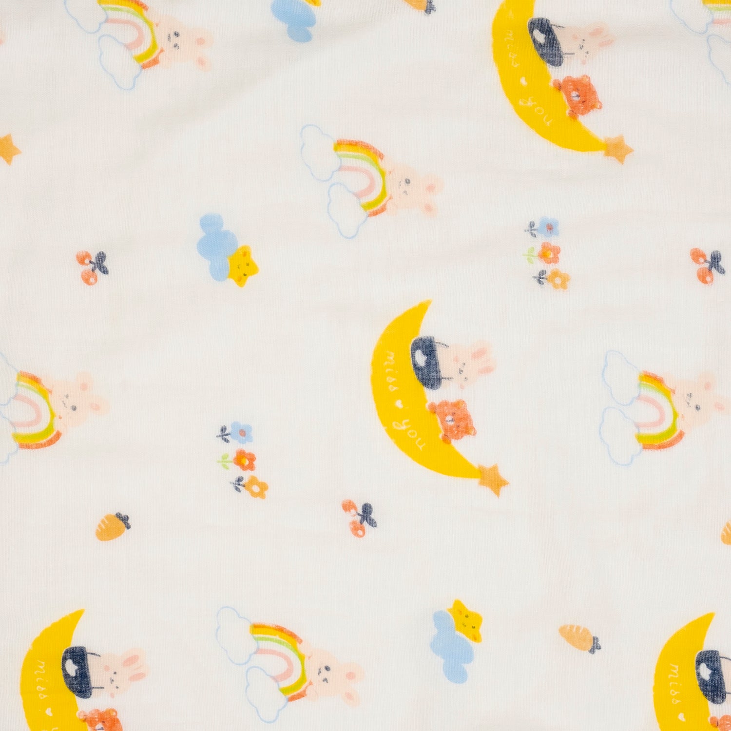 Baby Moo Cloudy Rainbow 100% Cotton Ultra Soft Eco Friendly Absorbent Towel - White
